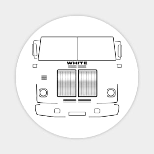 White Road Commander 1970s classic truck black outline graphic Magnet